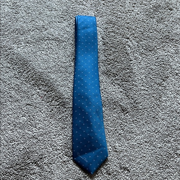 Oscar de la Renta Other - Oscar de la Renta Silk Tie Blue Teal Geometric Pattern Classic Designer Necktie